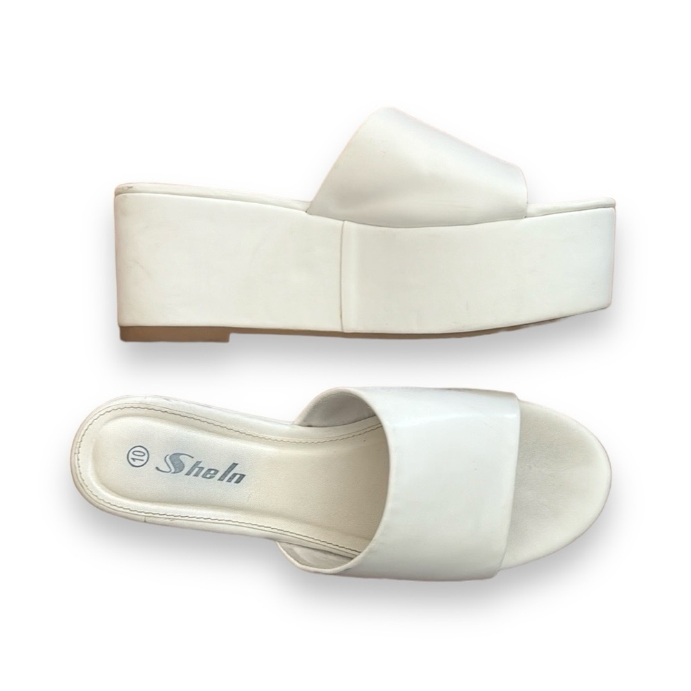 Platform slide sandals white 60s 70s Boho Bohemian platforms shoes